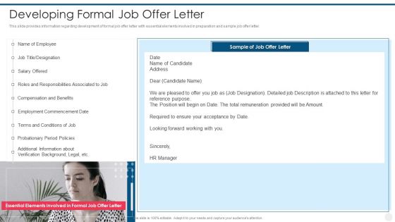 Efficient Hiring And Selection Process Developing Formal Job Offer Letter Infographics PDF