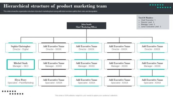 Efficient Product Marketing Techniques Hierarchical Structure Of Product Marketing Team Inspiration PDF