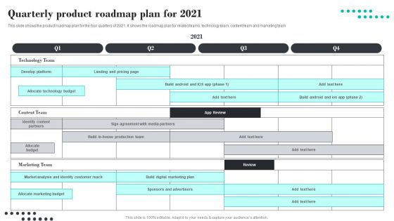 Efficient Product Marketing Techniques Quarterly Product Roadmap Plan For 2021 Slides PDF Efficient Product Marketing Techniques Quarterly Product Roadmap Plan For 2021 Slides PDF