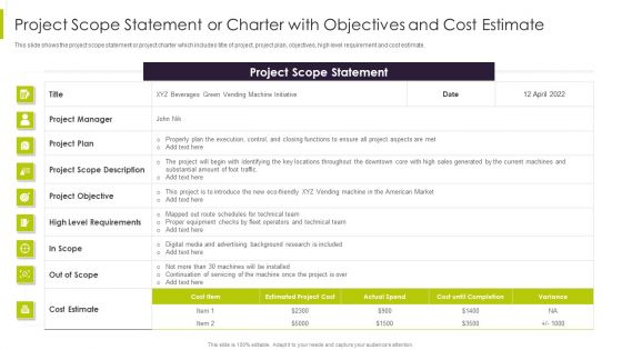 Efficient Ways For Successful Project Administration Project Scope Statement Or Charter Diagrams PDF