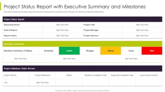 Efficient Ways For Successful Project Administration Project Status Report With Executive Summary Topics PDF