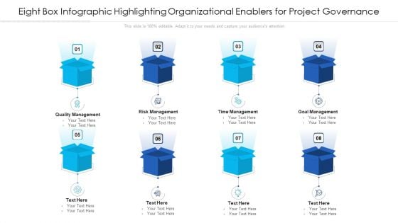 Eight Box Infographic Highlighting Organizational Enablers For Project Governance Ppt PowerPoint Presentation File Styles PDF