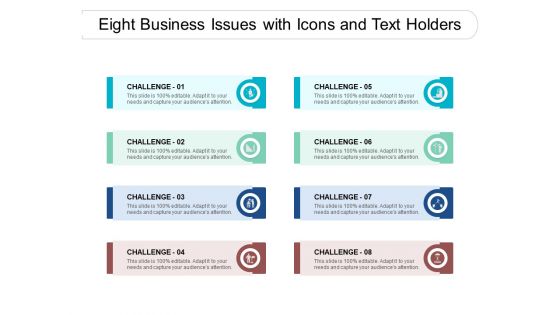 Eight Business Issues With Icons And Text Holders Ppt PowerPoint Presentation Outline Structure