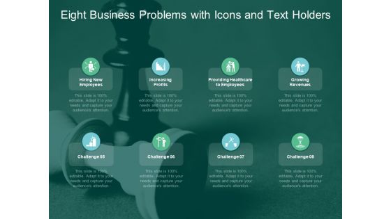 Eight Business Problems With Icons And Text Holders Ppt PowerPoint Presentation Portfolio Display