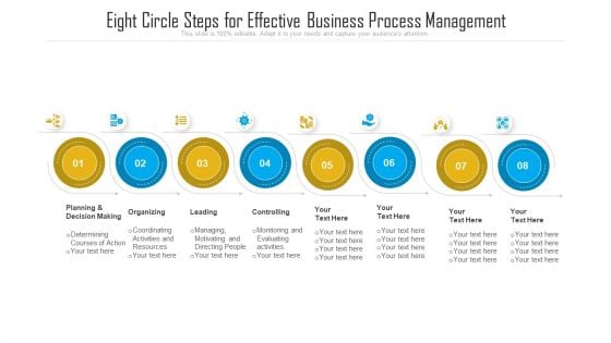 Eight Circle Steps For Effective Business Process Management Ppt PowerPoint Presentation File Show PDF