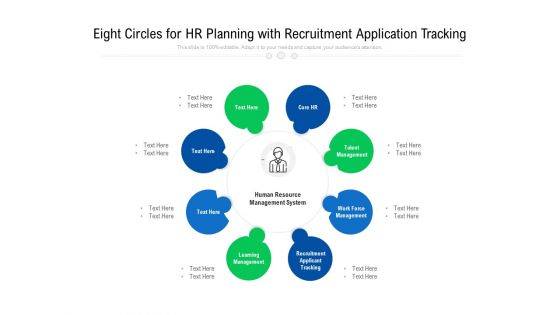 Eight Circles For HR Planning With Recruitment Application Tracking Ppt PowerPoint Presentation File Outline PDF