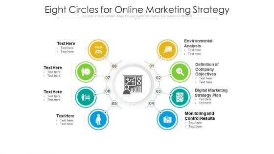 Eight Circles For Online Marketing Strategy Ppt PowerPoint Presentation File Professional PDF