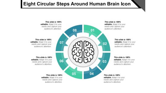Eight Circular Steps Around Human Brain Icon Ppt PowerPoint Presentation Show Slides PDF