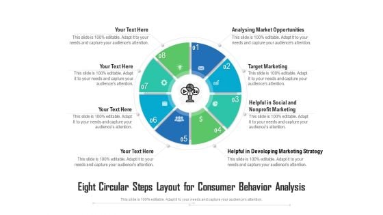 Eight Circular Steps Layout For Consumer Behavior Analysis Ppt PowerPoint Presentation File Formats PDF