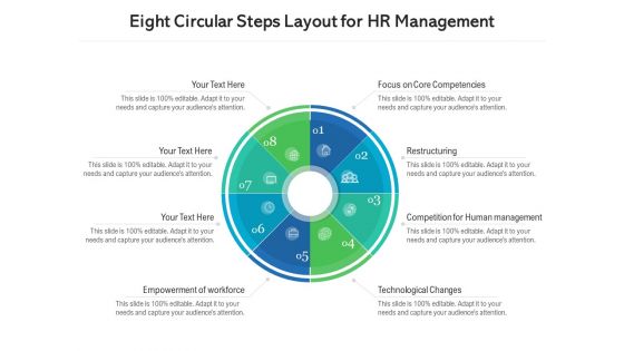 Eight Circular Steps Layout For HR Management Ppt PowerPoint Presentation Gallery Skills PDF