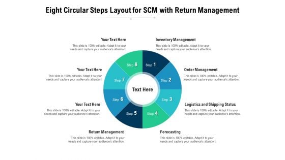 Eight Circular Steps Layout For SCM With Return Management Ppt PowerPoint Presentation File Portfolio PDF