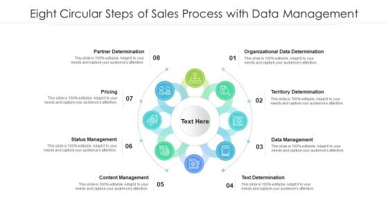 Eight Circular Steps Of Sales Process With Data Management Ppt PowerPoint Presentation Icon Pictures PDF