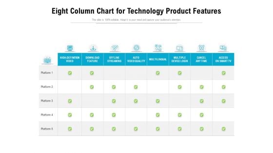 Eight Column Chart For Technology Product Features Ppt PowerPoint Presentation File Guide PDF