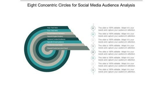 Eight Concentric Circles For Social Media Audience Analysis Ppt PowerPoint Presentation Icon Graphics