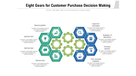 Eight Gears For Customer Purchase Decision Making Ppt PowerPoint Presentation File Sample PDF