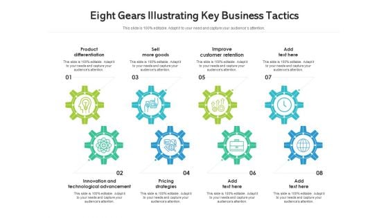 Eight Gears Illustrating Key Business Tactics Ppt PowerPoint Presentation Gallery Grid PDF