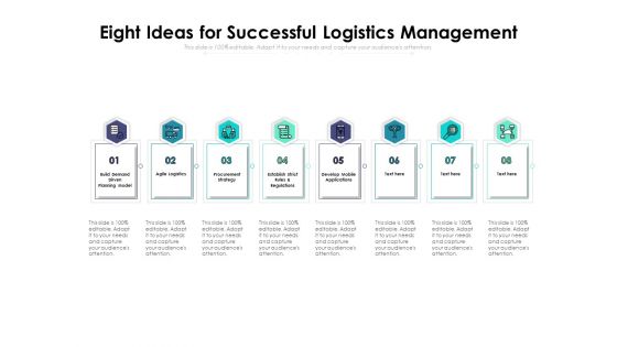 Eight Ideas For Successful Logistics Management Ppt PowerPoint Presentation Infographics Slides PDF