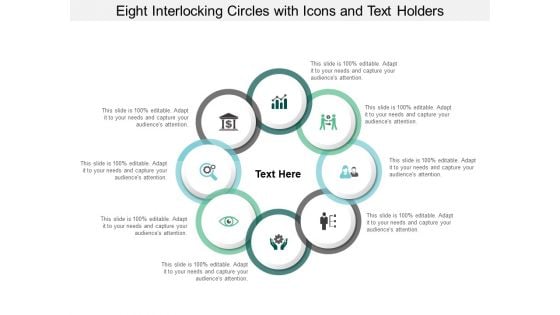 Eight Interlocking Circles With Icons And Text Holders Ppt PowerPoint Presentation Professional Brochure