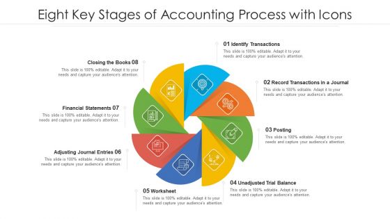 Eight Key Stages Of Accounting Process With Icons Ppt PowerPoint Presentation Gallery Layout Ideas PDF