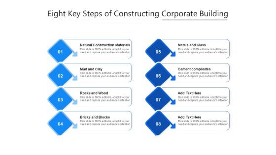 Eight Key Steps Of Constructing Corporate Building Ppt PowerPoint Presentation Outline Show PDF