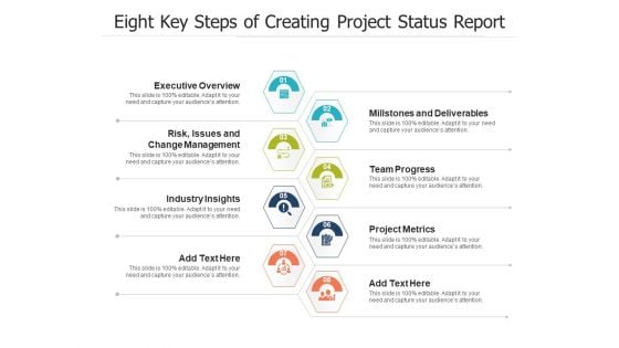 Eight Key Steps Of Creating Project Status Report Ppt PowerPoint Presentation Show Templates PDF