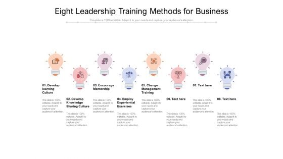 Eight Leadership Training Methods For Business Ppt PowerPoint Presentation Infographic Template Summary PDF Eight Leadership Training Methods For Business Ppt PowerPoint Presentation Infographic Template Summary PDF