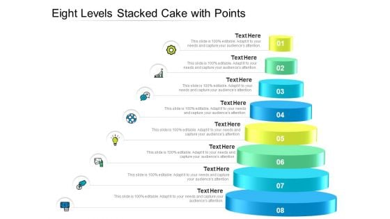 Eight Levels Stacked Cake With Points Ppt PowerPoint Presentation Slides Portrait PDF