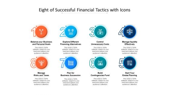 Eight Of Successful Financial Tactics With Icons Ppt PowerPoint Presentation File Portfolio PDF