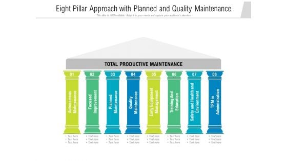 Eight Pillar Approach With Planned And Quality Maintenance Ppt PowerPoint Presentation Professional Portfolio PDF