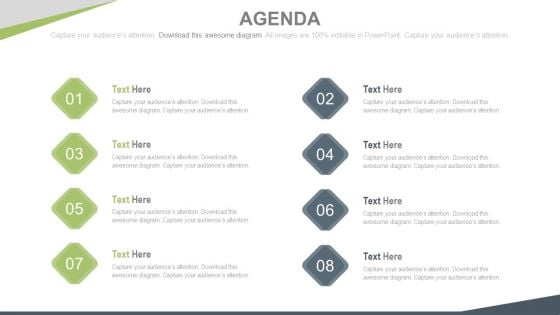 Eight Points Business Agenda Diagram Powerpoint Slides