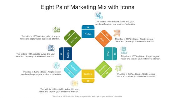 Eight Ps Of Marketing Mix With Icons Ppt PowerPoint Presentation File Show PDF