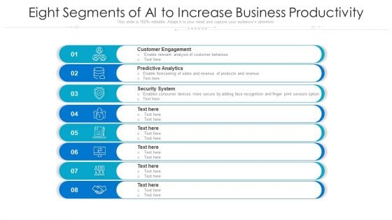 Eight Segments Of AI To Increase Business Productivity Ppt PowerPoint Presentation File Background Designs PDF