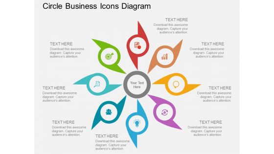 Eight Staged Circle Business Icons Diagram Powerpoint Template