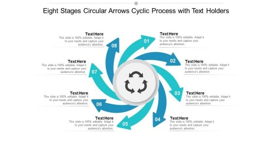 eight stages circular arrows cyclic process with text holders ppt powerpoint presentation slides good