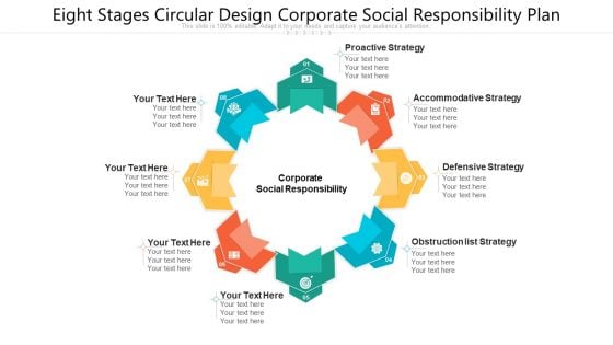 Eight Stages Circular Design Corporate Social Responsibility Plan Ppt PowerPoint Presentation File Format Ideas PDF