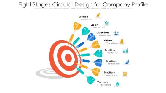 Eight Stages Circular Design For Company Profile Ppt PowerPoint Presentation Gallery Mockup PDF