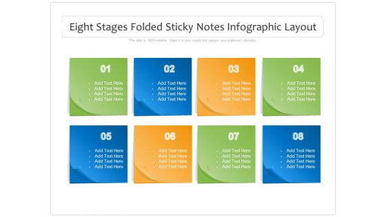 Eight Stages Folded Sticky Notes Infographic Layout Ppt PowerPoint Presentation Gallery Tips PDF