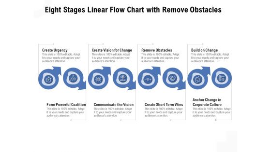 Eight Stages Linear Flow Chart With Remove Obstacles Ppt PowerPoint Presentation Gallery Graphic Images PDF