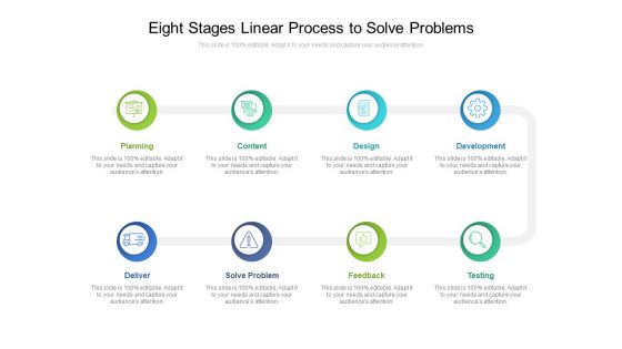 Eight Stages Linear Process To Solve Problems Ppt PowerPoint Presentation Gallery Format PDF