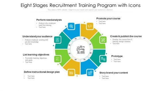 Eight Stages Recruitment Training Program With Icons Ppt Show Format Ideas PDF