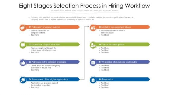 Eight Stages Selection Process In Hiring Workflow Ppt Summary Sample PDF