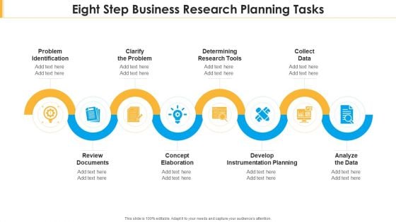 Eight Step Business Research Planning Tasks Diagrams PDF