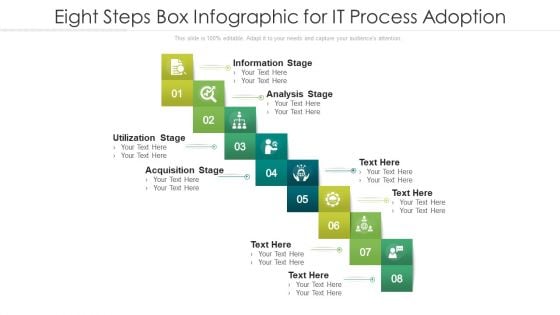 Eight Steps Box Infographic For IT Process Adoption Ppt PowerPoint Presentation Gallery Elements PDF