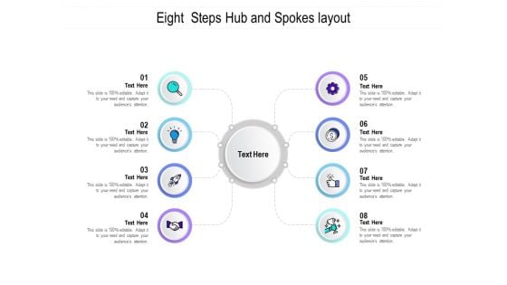 Eight Steps Hub And Spokes Layout Ppt PowerPoint Presentation Summary Slideshow