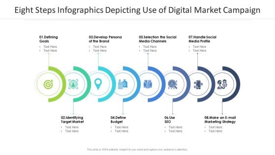 Eight Steps Infographics Depicting Use Of Digital Market Campaign Inspiration PDF