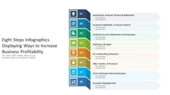 Eight Steps Infographics Displaying Ways To Increase Business Profitability Structure PDF