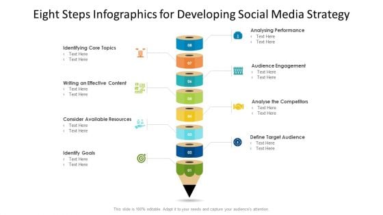 Eight Steps Infographics For Developing Social Media Strategy Information PDF