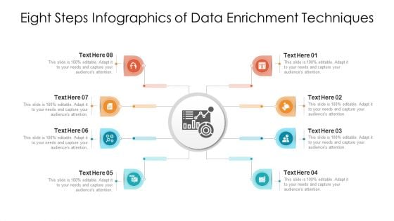 Eight Steps Infographics Of Data Enrichment Techniques Ppt PowerPoint Presentation Gallery Master Slide PDF