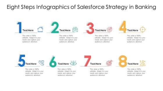 Eight Steps Infographics Of Salesforce Strategy In Banking Ppt PowerPoint Presentation Gallery Themes PDF