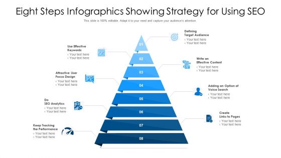 Eight Steps Infographics Showing Strategy For Using SEO Graphics PDF